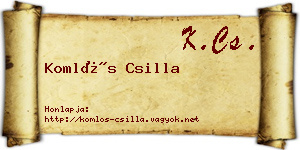Komlós Csilla névjegykártya